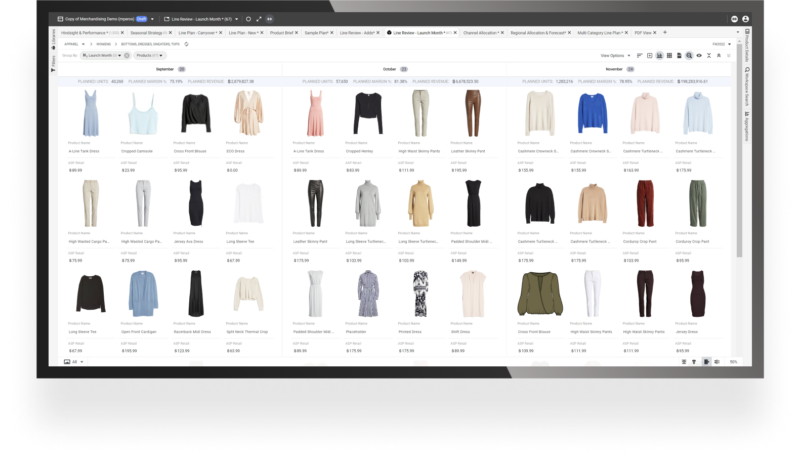 Visual assortment board tab